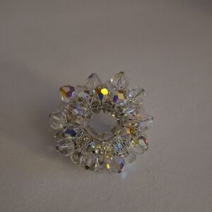 Vintage Silver Crystal Brooch with Floral Design